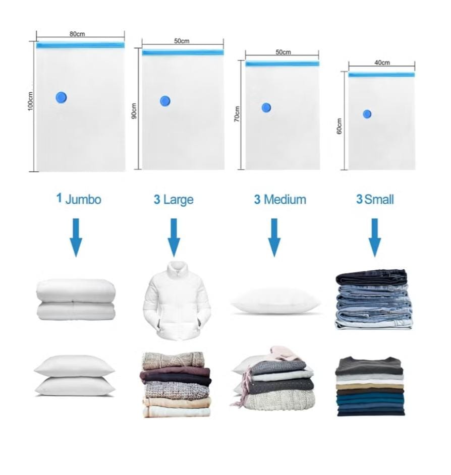 12 Sacs de rangement sous vide -أكياس تخزين مفرغة من الهواء