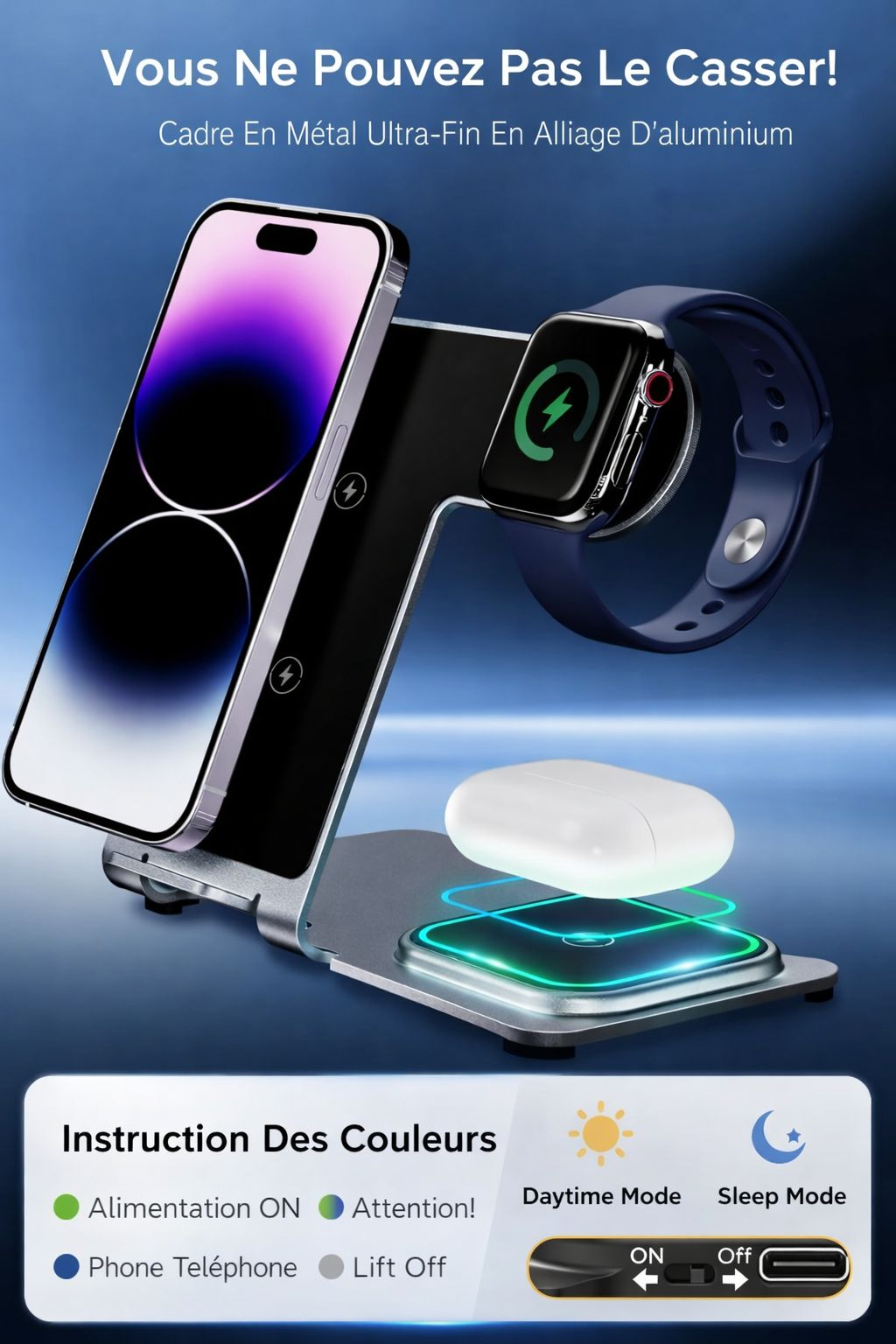 Chargeur Sans Fil 3-en-1 – 15W - شاحن لاسلكي ثلاثي
