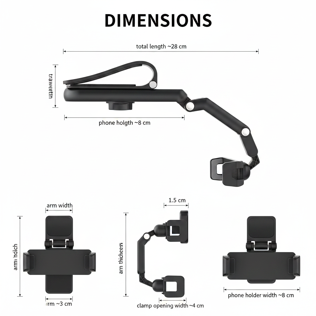 DIMENSIONS - Support Téléphone Voiture