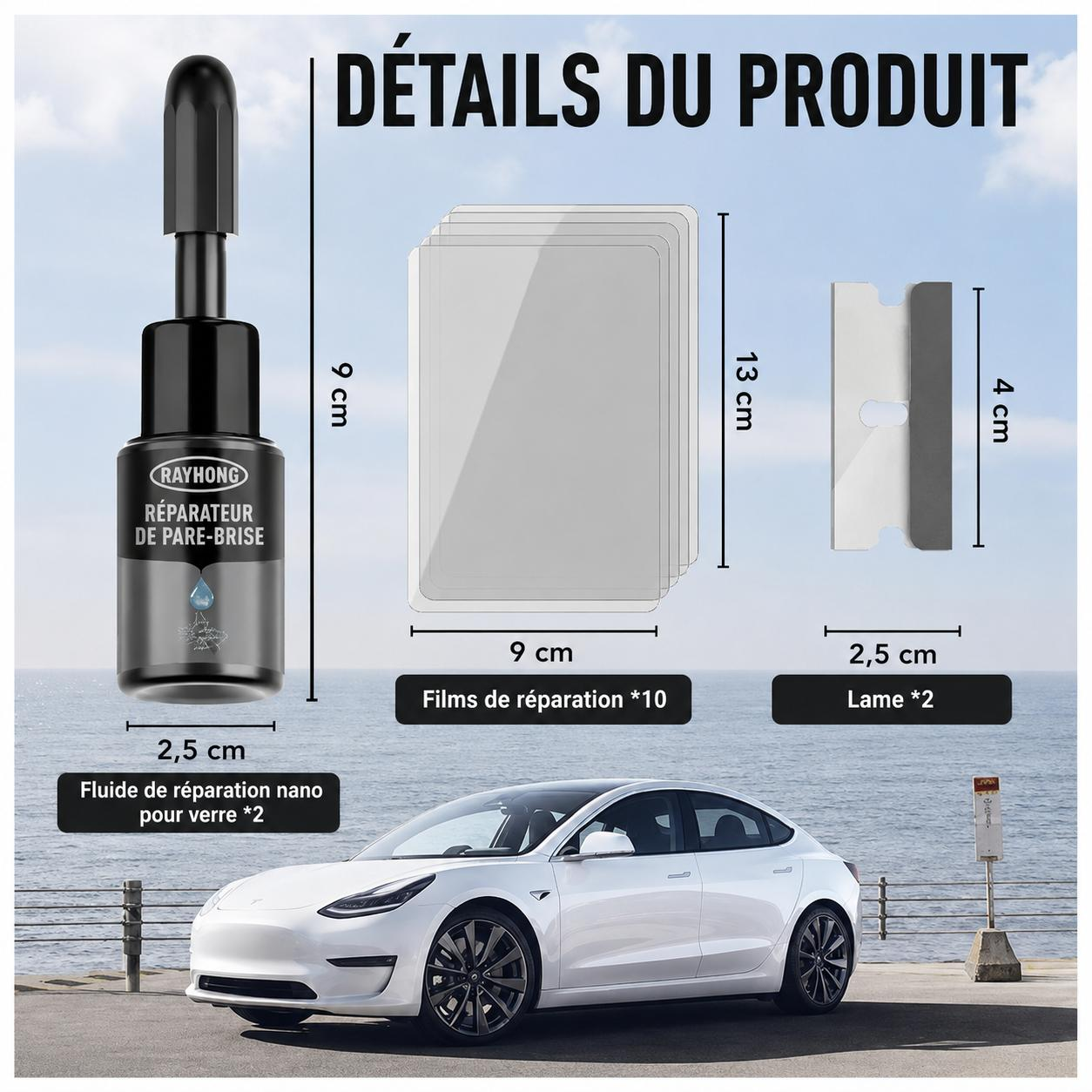 Kit de réparation des fissures de pare-brise - طقم إصلاح شقوق زجاج السيارة