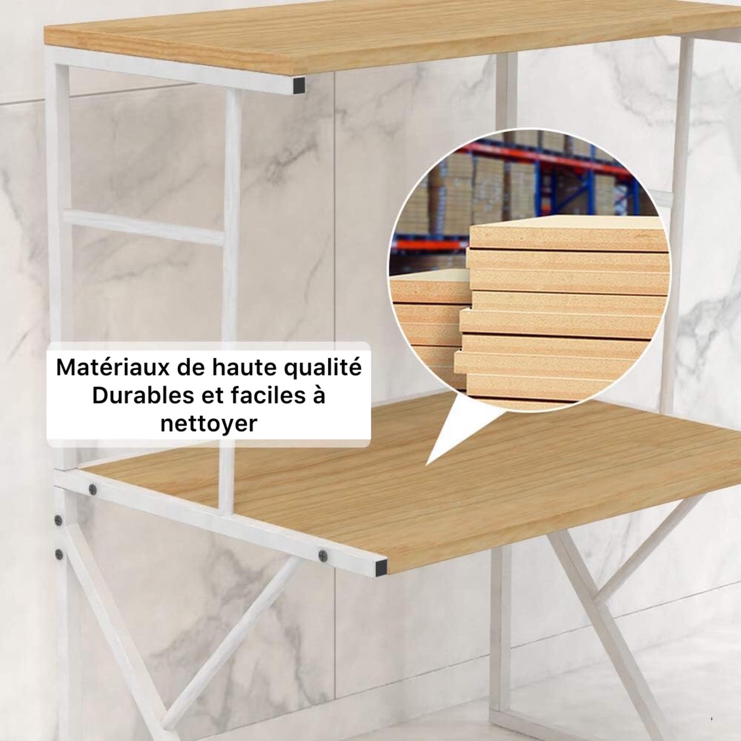 Étagères micro-ondes en bois - رف الميكروويف الخشبي بطابقين