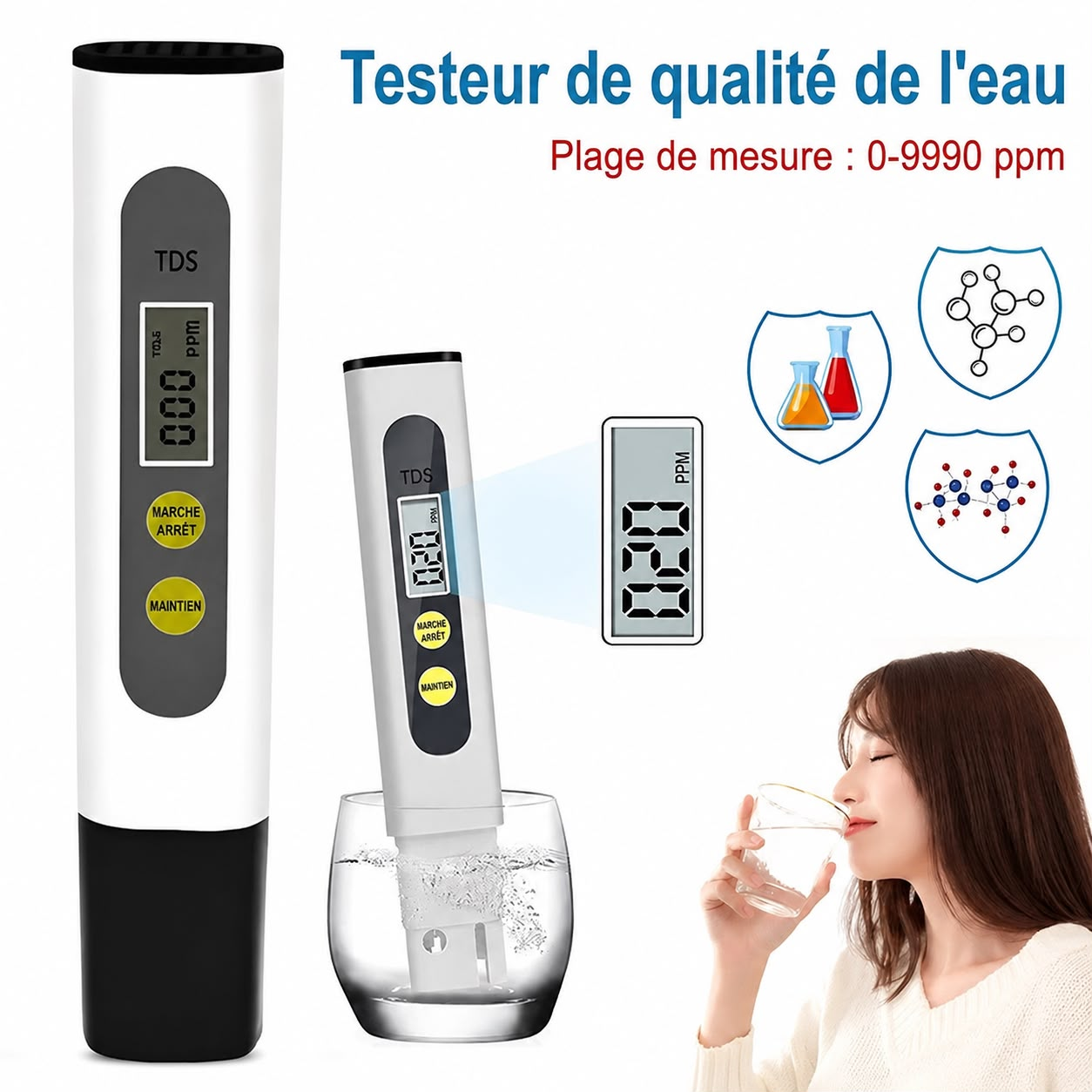 Testeur TDS de qualité de l’eau - جهاز قياس جودة المياه الذكي