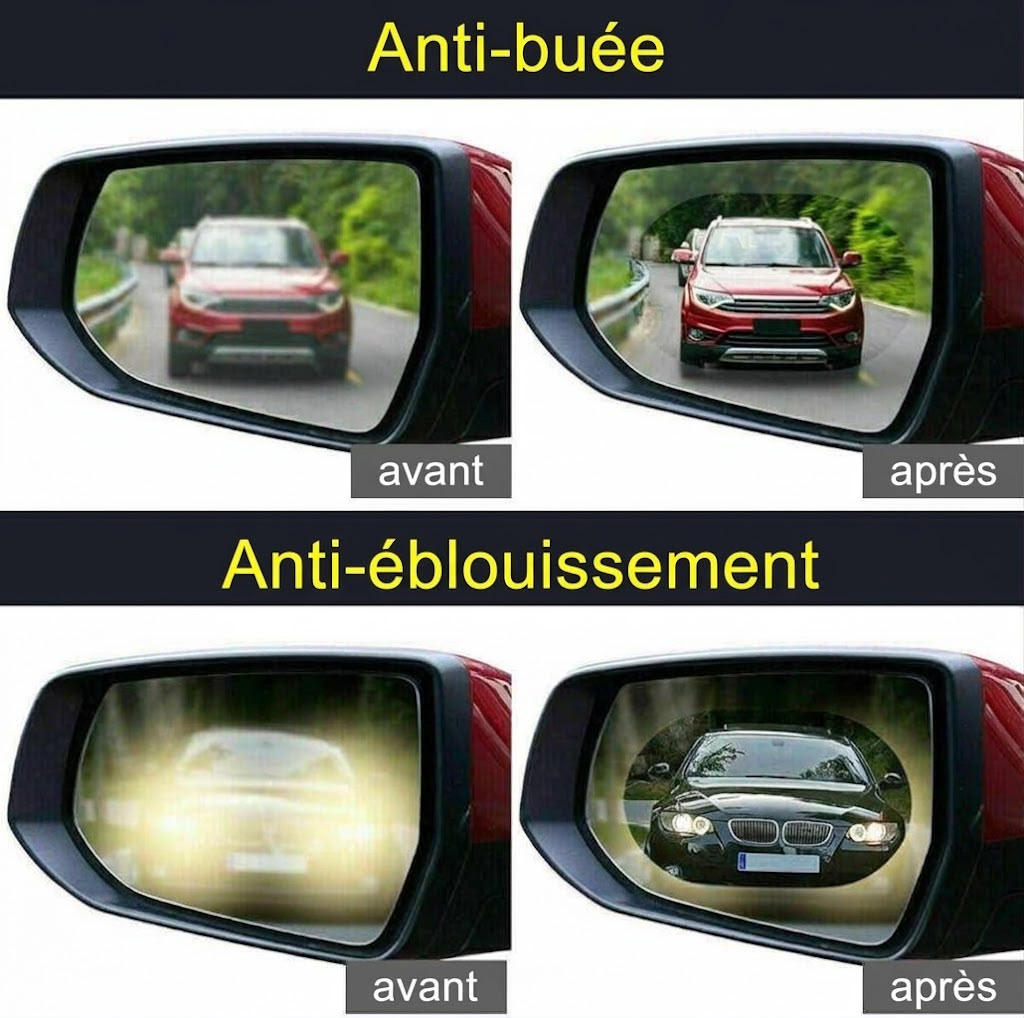 Anti-buée et anti-pluie pour rétroviseur ( 4pièces ) - ملصق مرايا السيارة المضاد للماء والضباب