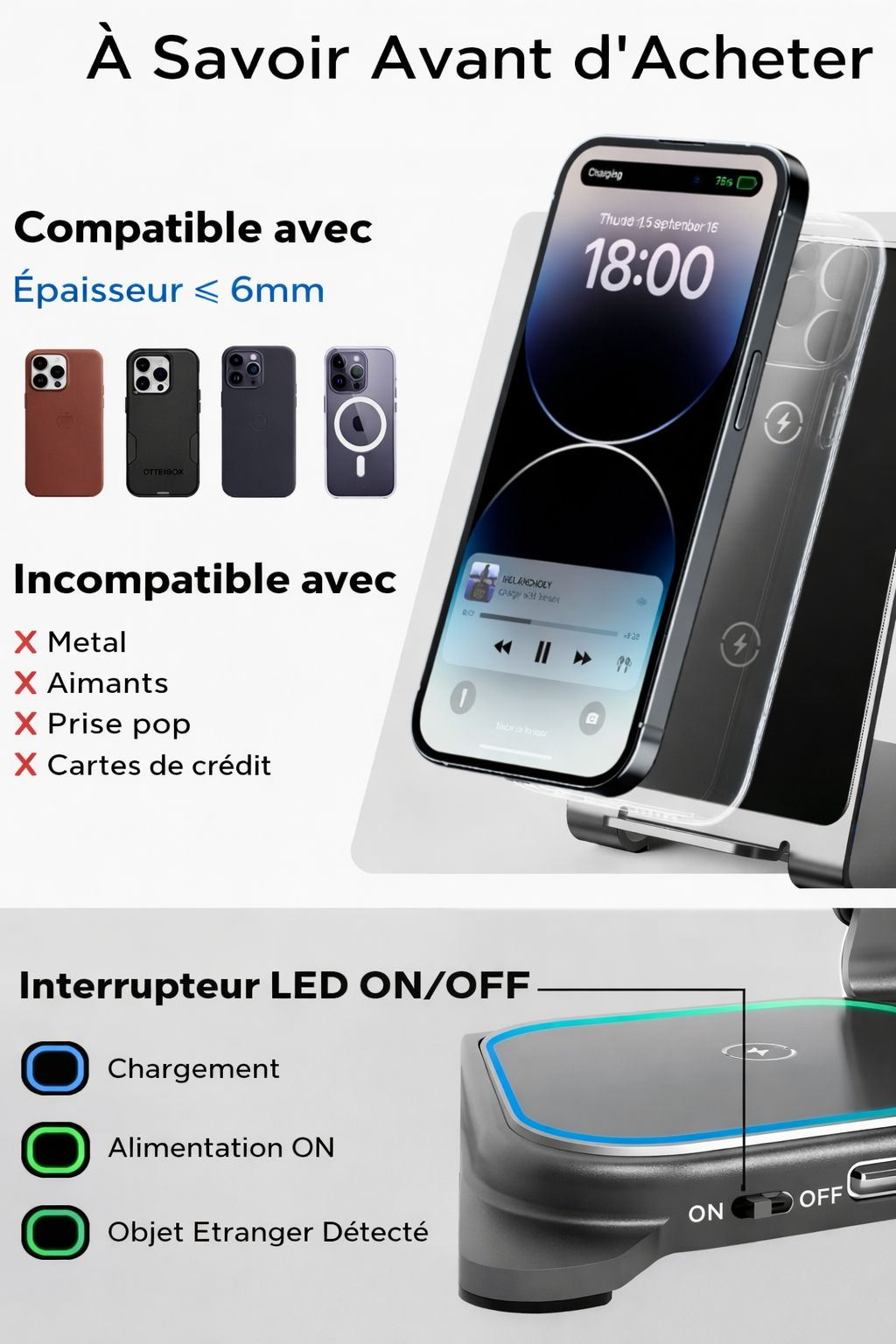Chargeur Sans Fil 3-en-1 – 15W - شاحن لاسلكي ثلاثي