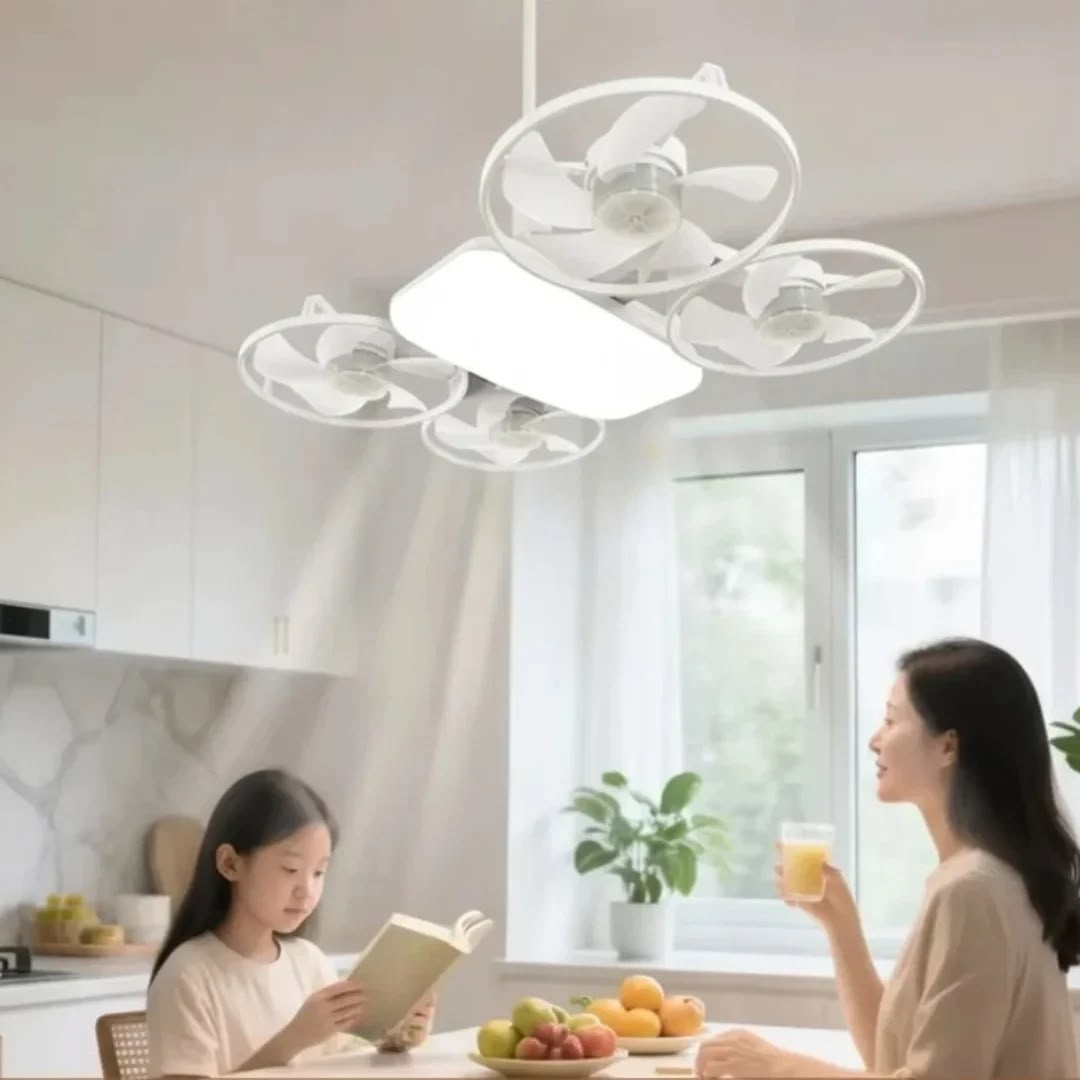Ventilateur de plafond intelligent à 4 hélices - مروحة سقف رباعية ذكية