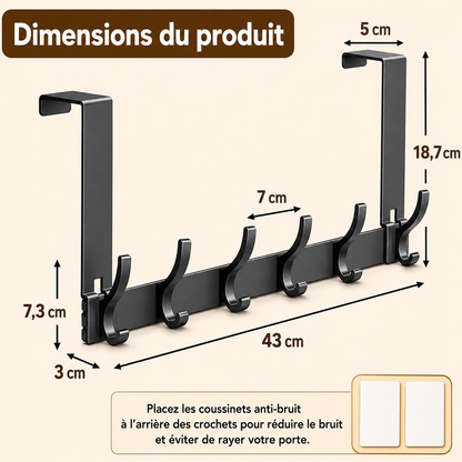Porte-manteau de porte multifonctions - علاقة باب معدنية متعددة الخطافات