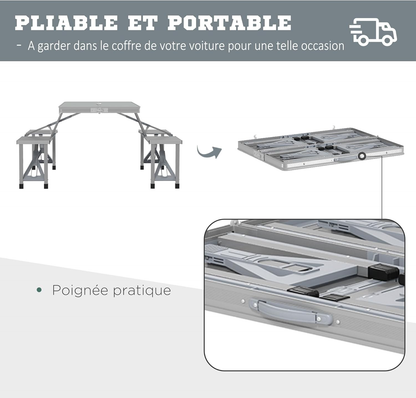 Table de pique-nique pliante en aluminium - طاولة النزهة قابلة للطي