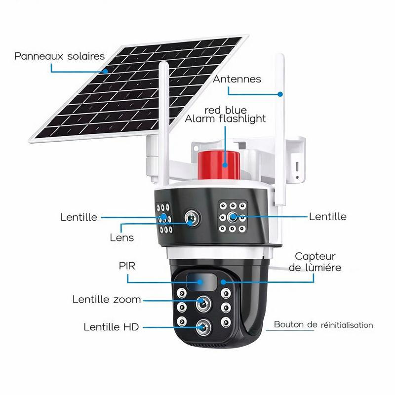 Caméra Solaire 4K Sans Fil pour Extérieur 4G/WIFI