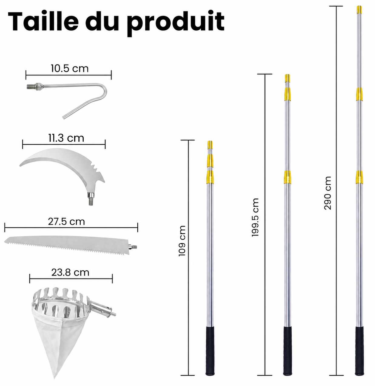 Kit télescopique de taille et de cueillette - أداة تقليم الأشجار متعددة الوظائف