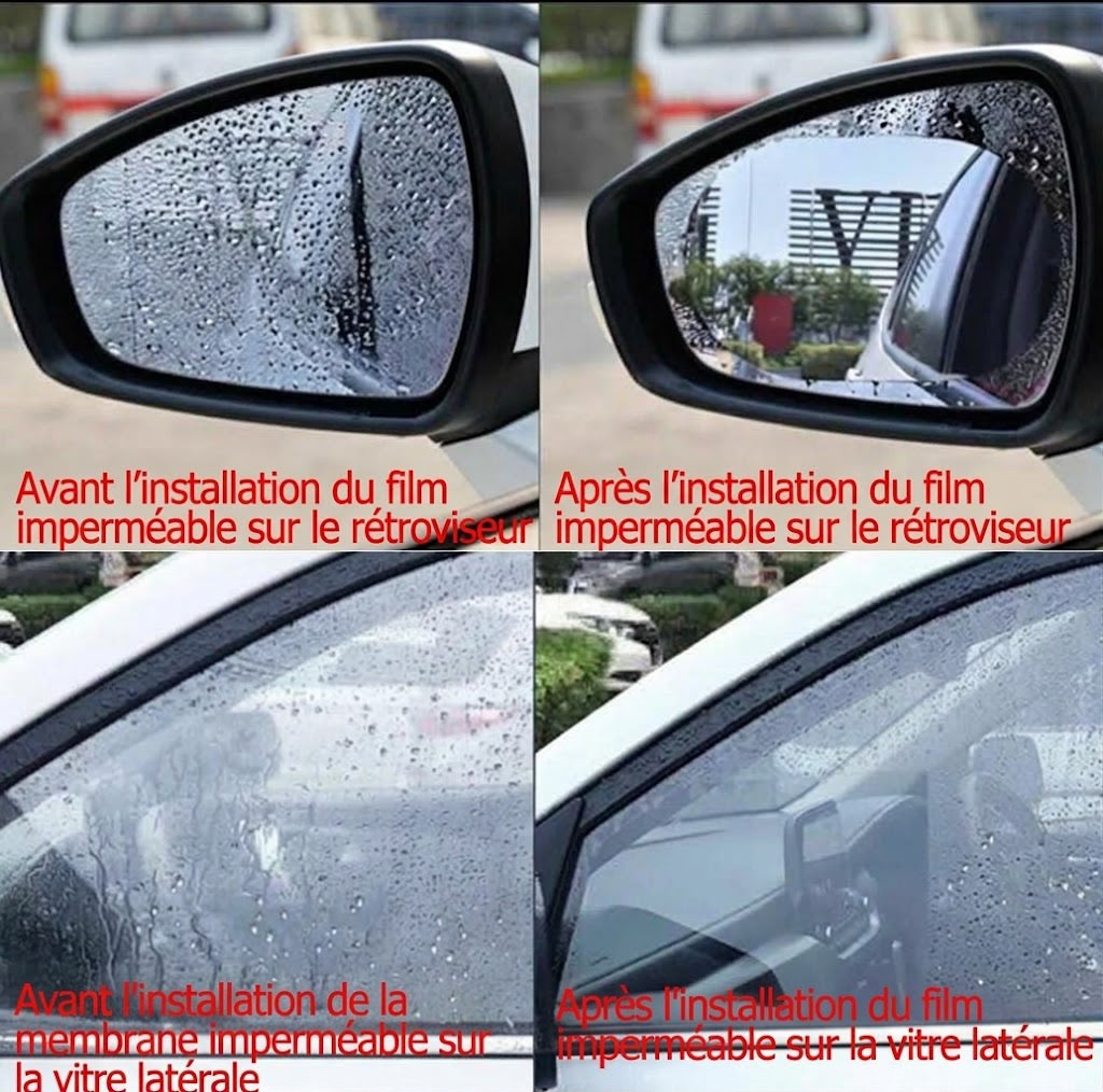 Anti-buée et anti-pluie pour rétroviseur ( 4pièces ) - ملصق مرايا السيارة المضاد للماء والضباب