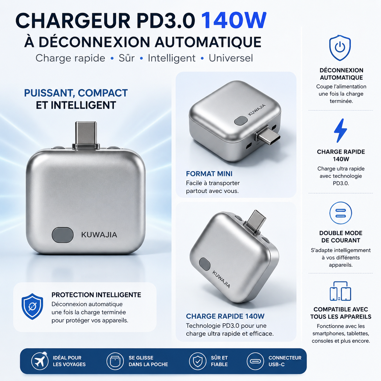 Adaptateur Chargeur Cube USB-C - شاحن كيوب المحمول