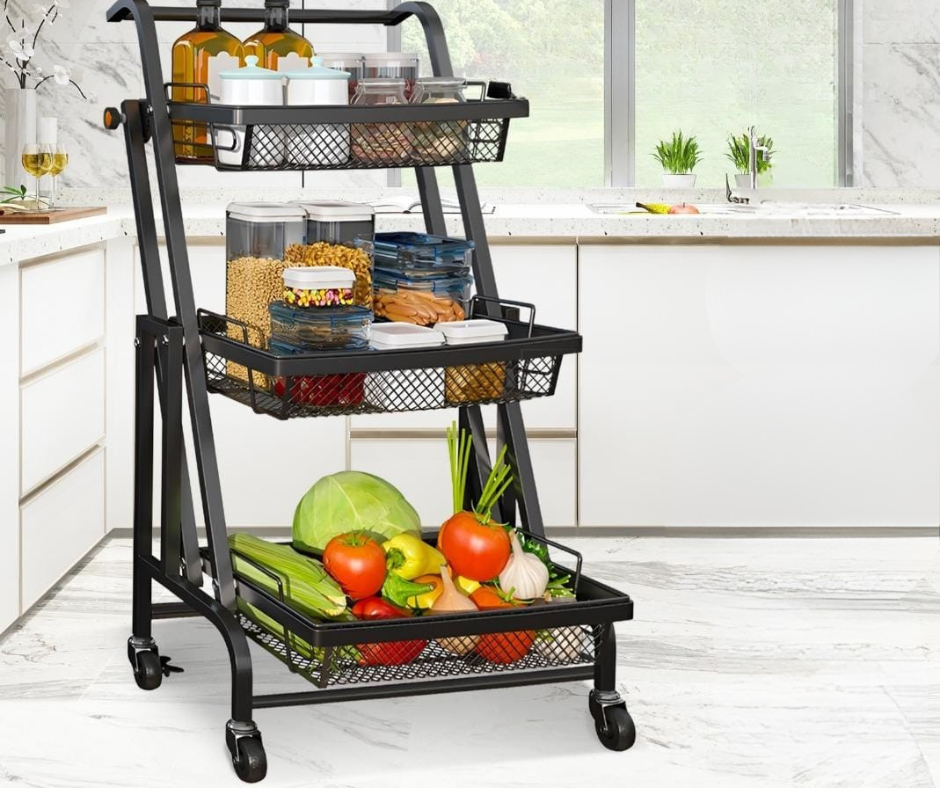 Chariot de rangement intelligent à 3 niveaux, réglable et pratique - عربة تخزين ذكية قابلة للتعديل بثلاثة طوابق