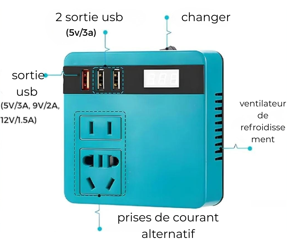 Convertisseur Intelligent Auto 12V/24V  - محول طاقة ذكي