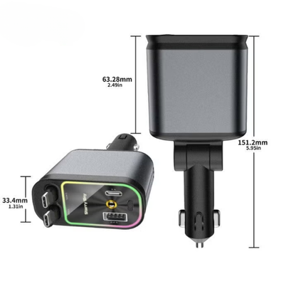 Chargeur de voiture intelligent 4 en 1 avec câbles intégrés et éclairage étoilé - شاحن سيارة ذكي 4 في 1 مع كابلات مدمجة وإضاءة ستارية مميزة