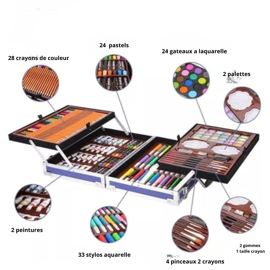 Valise de Dessin Enfant 145 pièces - طقم رسم متكامل للأطفال