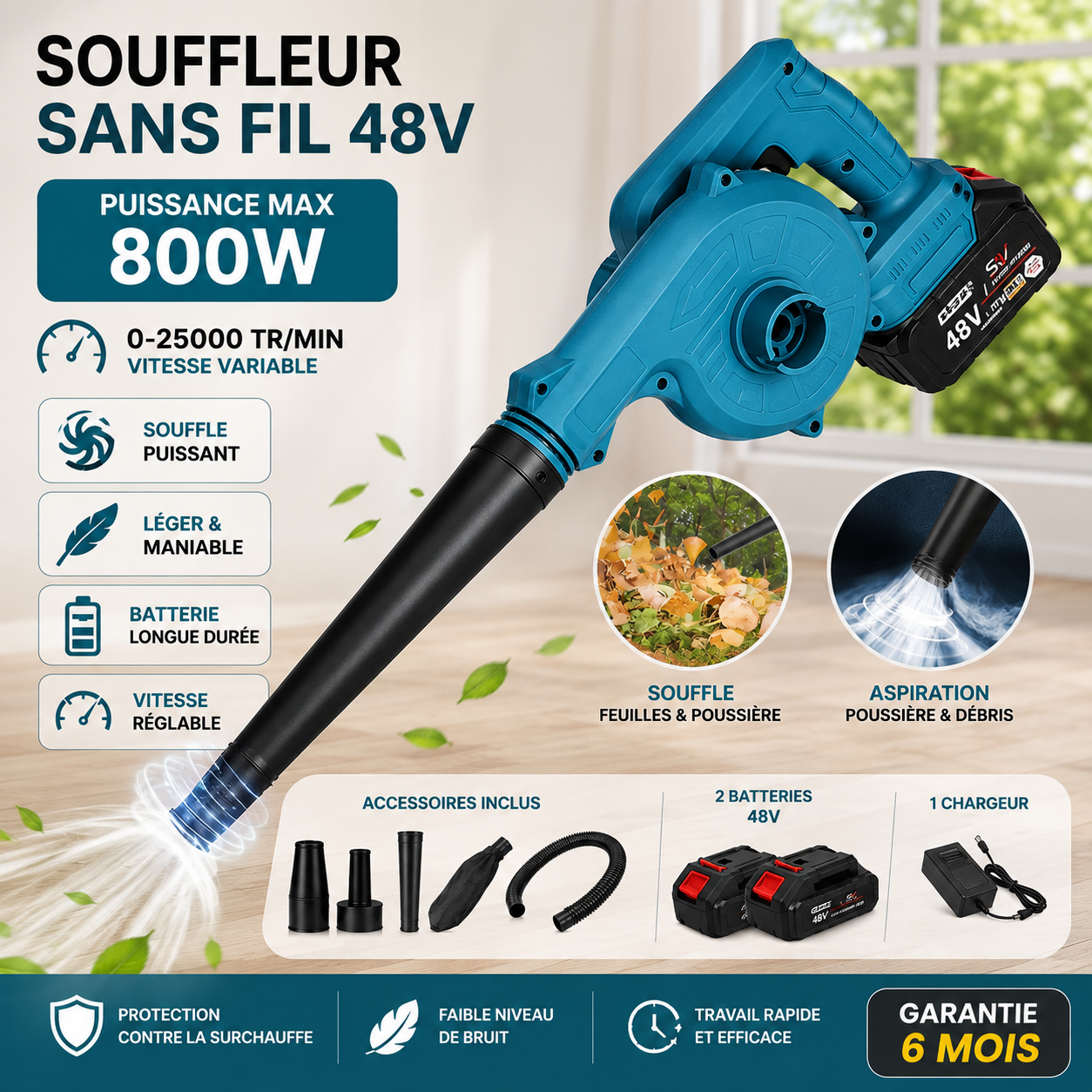 Souffleur d'air électrique sans fil 2 en 1 - جهاز نفخ وشفط لاسلكي