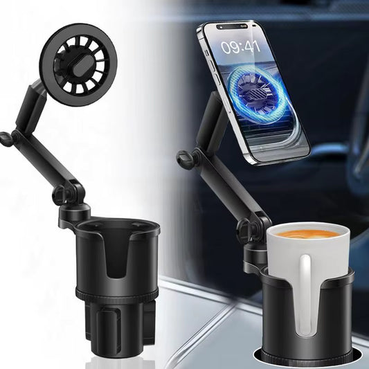 Support Téléphone Magnétique Voiture avec Porte-Gobelet