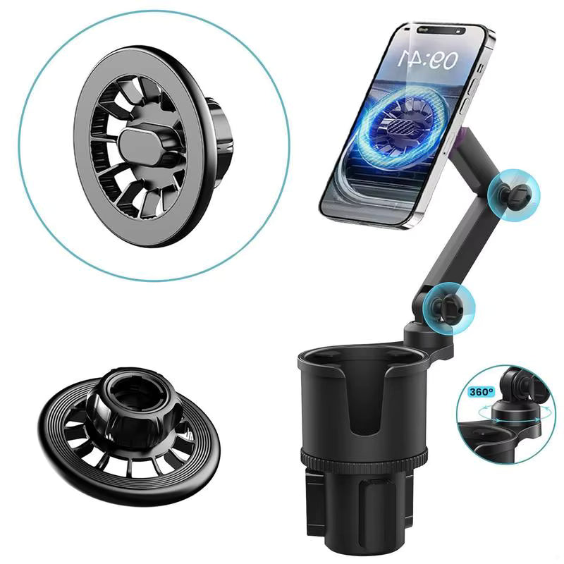 Support Téléphone Magnétique Voiture avec Porte-Gobelet