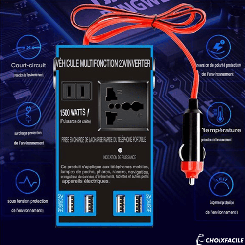 Convertisseur de Puissance de Voiture 220V محول كهرباء للسيارة