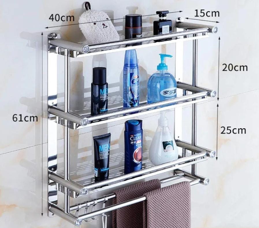 Étagère de salle de bain en acier inoxydable - رف حمام متعدد الأرفف من الفولاذ المقاوم للصدأ