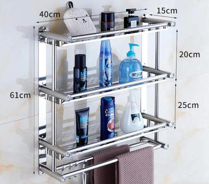 Étagère de salle de bain en acier inoxydable - رف حمام متعدد الأرفف من الفولاذ المقاوم للصدأ