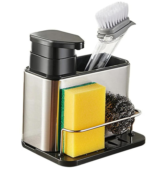 Organisateur d’évier 3-en-1 avec distributeur de savon et brosse - منظم حوض المطبخ الذكي 3 في 1 مع موزع صابون وفرشاة