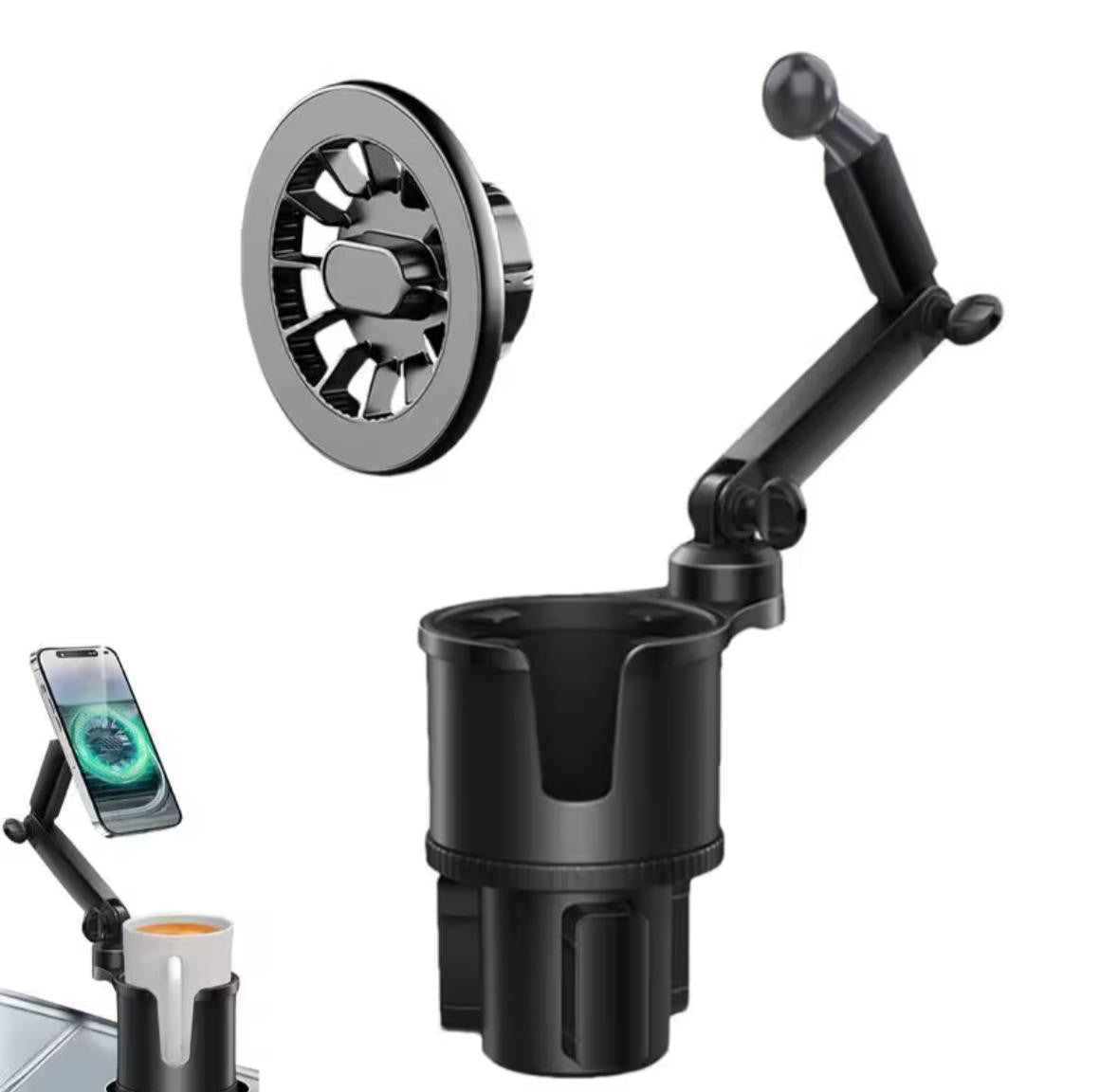 Support Téléphone Magnétique Voiture avec Porte-Gobelet