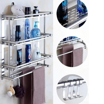Étagère de salle de bain en acier inoxydable - رف حمام متعدد الأرفف من الفولاذ المقاوم للصدأ