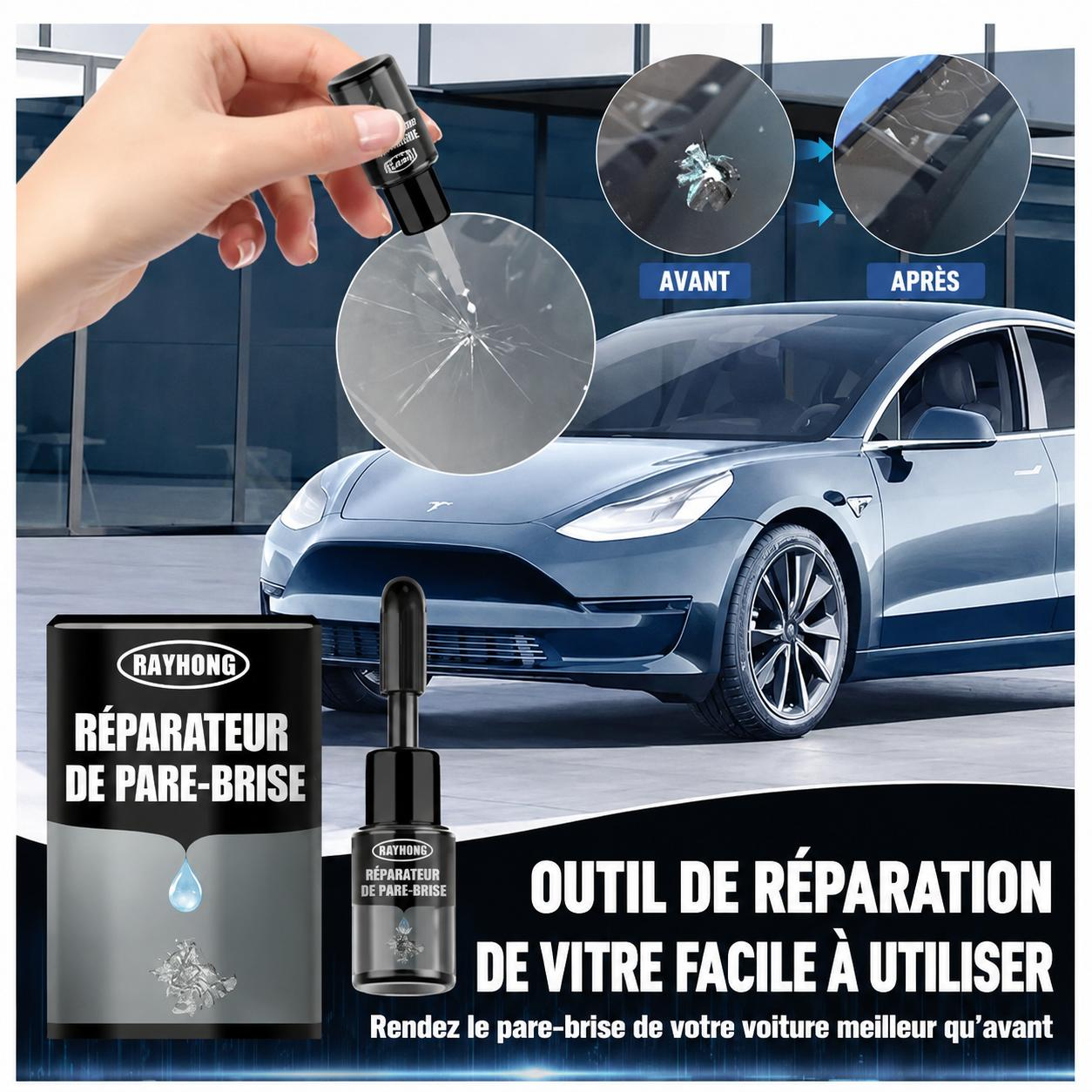 Kit de réparation des fissures de pare-brise - طقم إصلاح شقوق زجاج السيارة