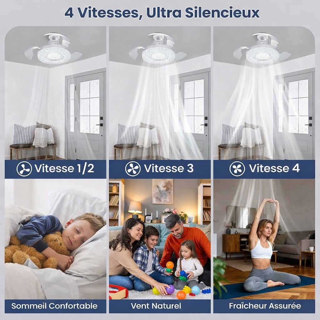 Ventilateur de plafond LED pliable -  مروحة سقف  قابلة للطي
