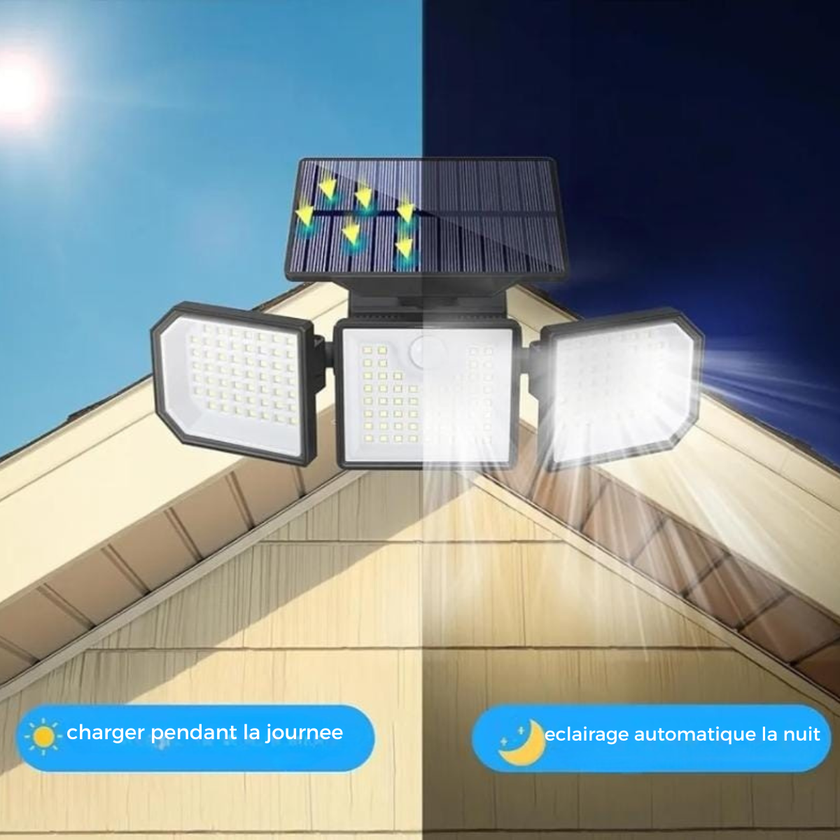 Éclairage Extérieur Solaire à trois directions - مصباح طاقة شمسية بثلاثة اتجاهات