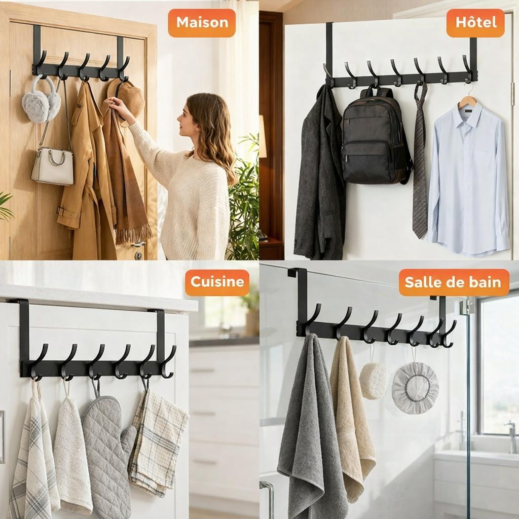 Porte-manteau de porte multifonctions - علاقة باب معدنية متعددة الخطافات