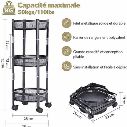 Chariot de rangement pliable - عربة تخزين متعددة الطبقات
