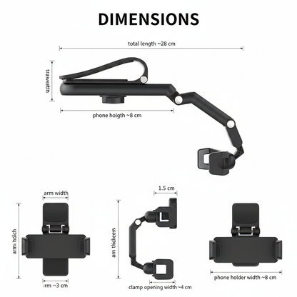 DIMENSIONS - Support Téléphone Voiture