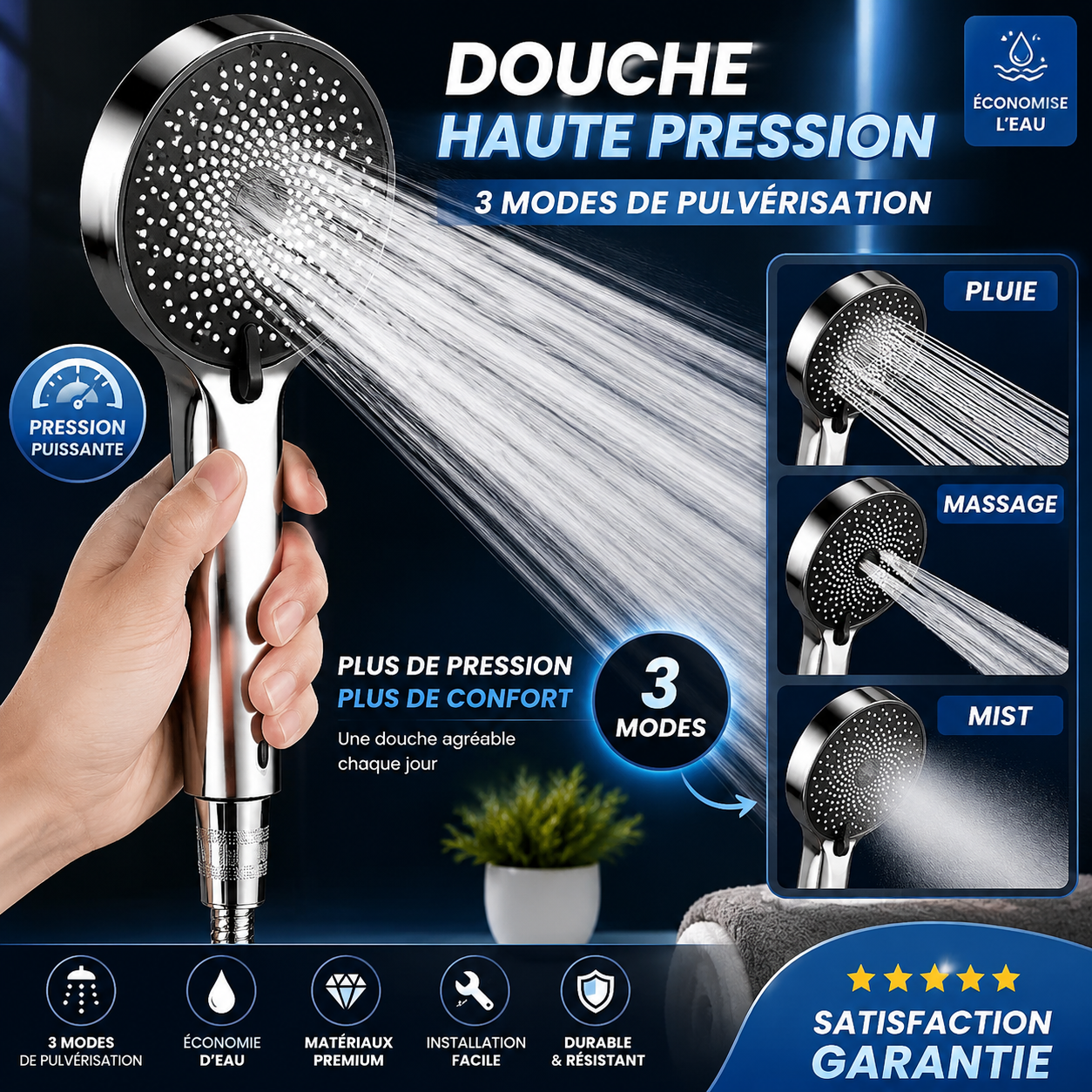 Pommeau de douche avec filter  -رأس دش متعدد الوظائف بضغط ماء قوي