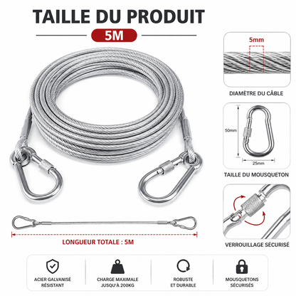 Câble Métallique 5M Haute Résistance - كابل معدني 5 متر عالي التحمل