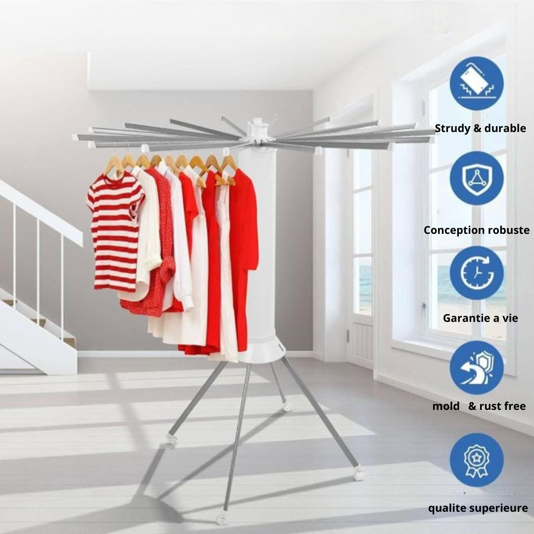 Étendoir à linge vertical rotatif à bras multiples - منشر ملابس عمودي دوّار متعدد الأذرع