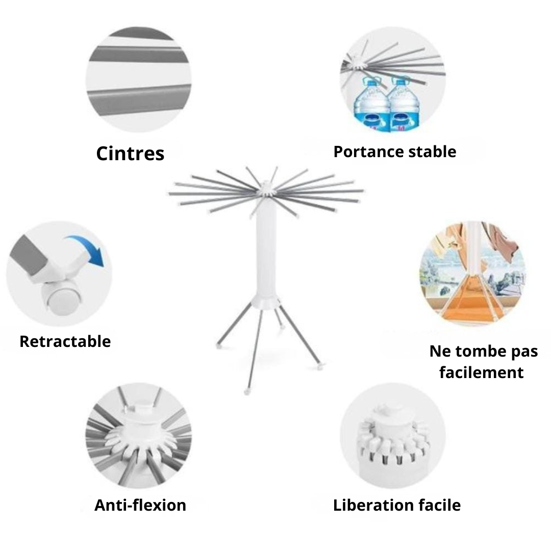 Étendoir à linge vertical rotatif à bras multiples - منشر ملابس عمودي دوّار متعدد الأذرع