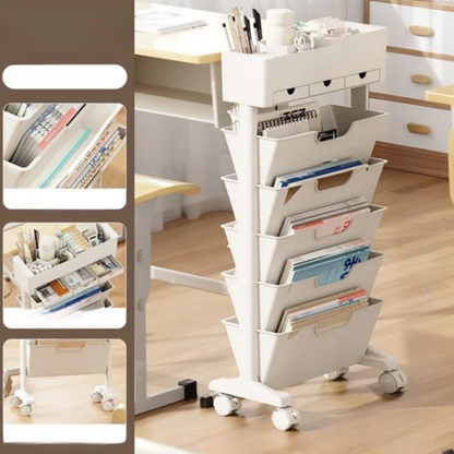 Organisateur à roulettes multi-niveaux pour la maison et le bureau - منظّم متعدد الطبقات بعجلات لتنظيم ذكي للمكتب والمنزل