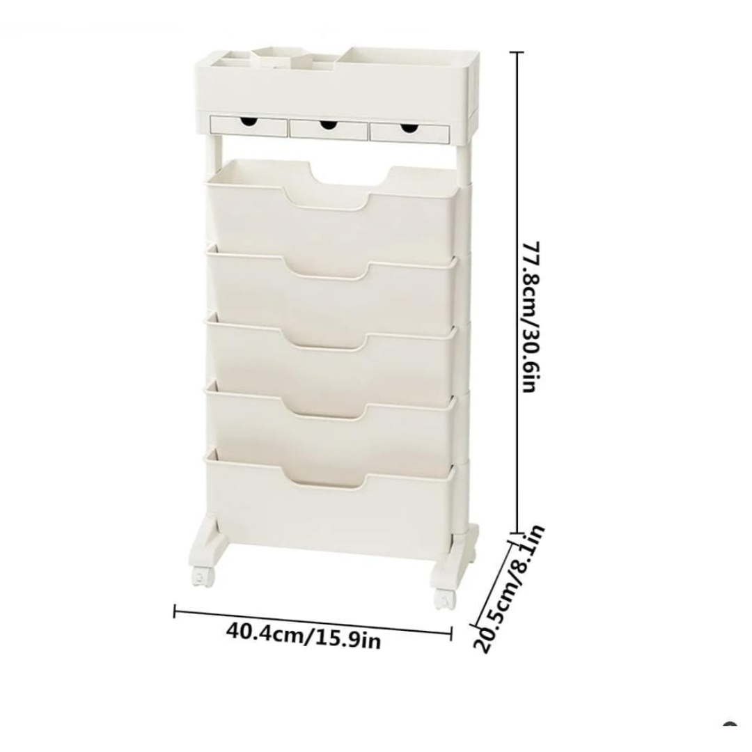 Organisateur à roulettes multi-niveaux pour la maison et le bureau - منظّم متعدد الطبقات بعجلات لتنظيم ذكي للمكتب والمنزل