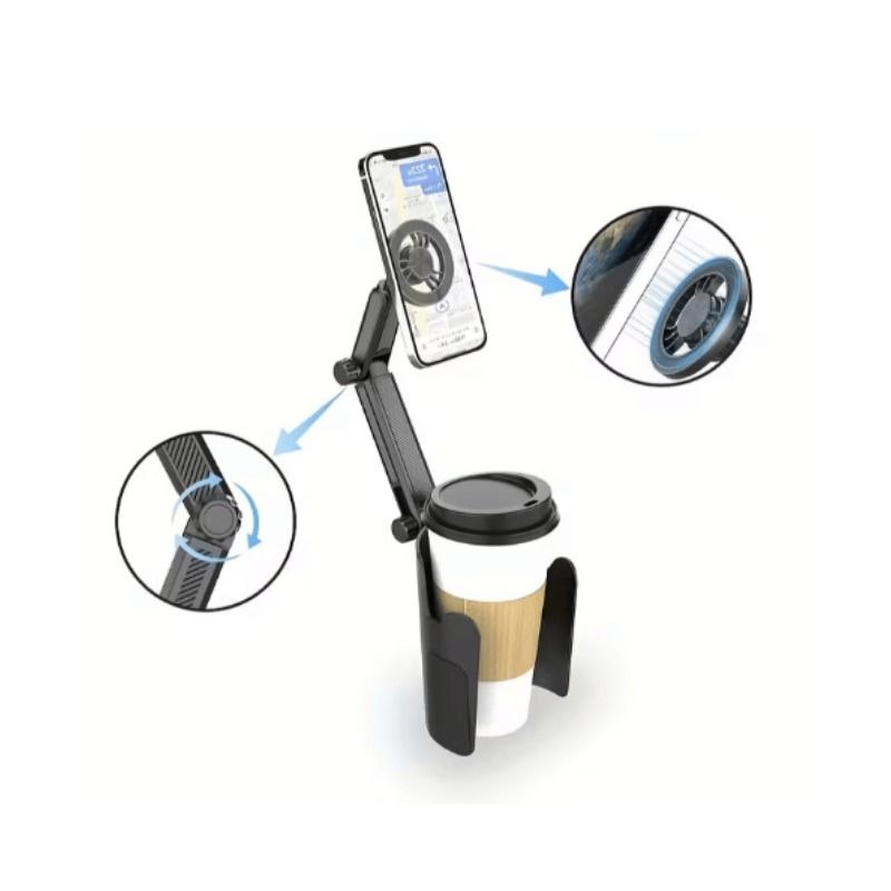 Support Téléphone Magnétique Voiture avec Porte-Gobelet