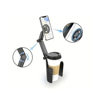 Support Téléphone Magnétique Voiture avec Porte-Gobelet