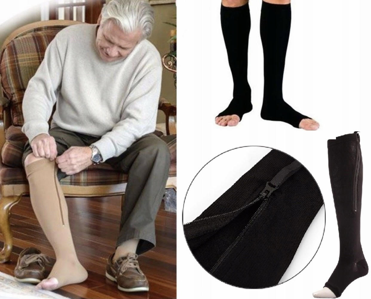 Chaussettes de compression à fermeture éclair - جوارب الضغط بسحاب