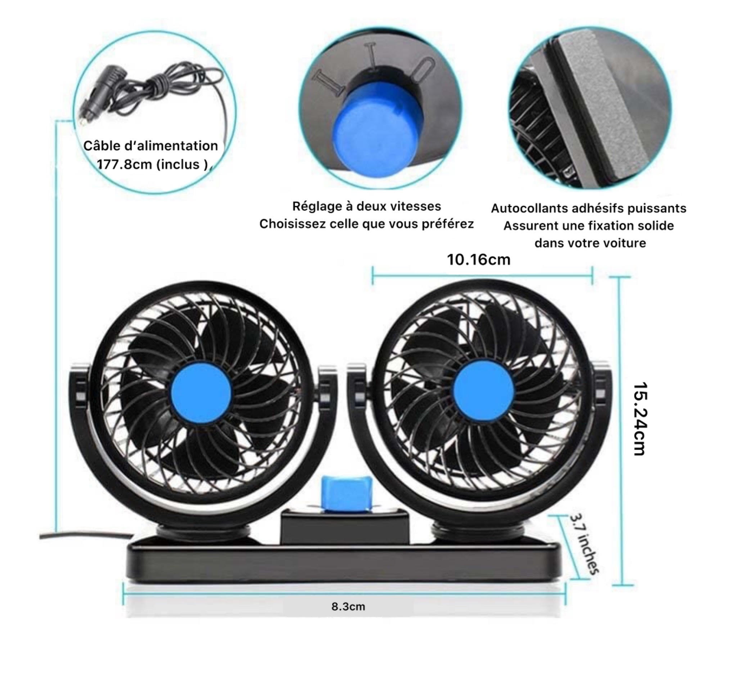 Ventilateur de véhicule à double tête - مروحة السيارة مزدوجة الرأس