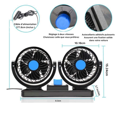 Ventilateur de véhicule à double tête - مروحة السيارة مزدوجة الرأس