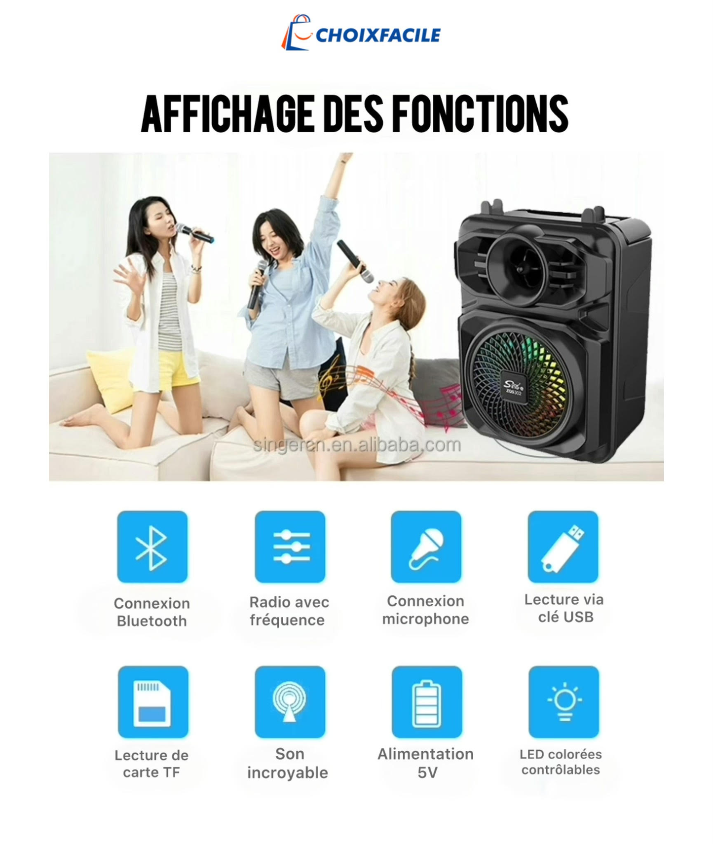 Enceinte Karaoké Portable avec Micro - سماعة كاريوكي محمولة مع ميكروفون
